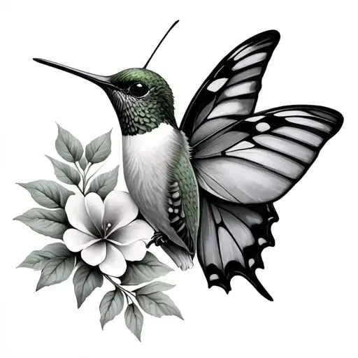 Hummingbird And Butterfly