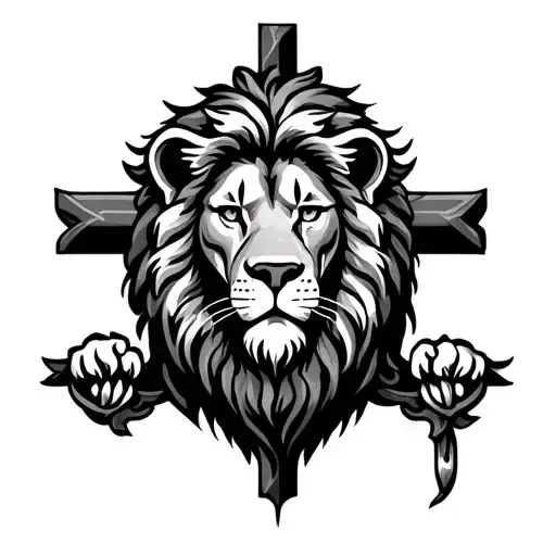 Lion In Cross Surrounded