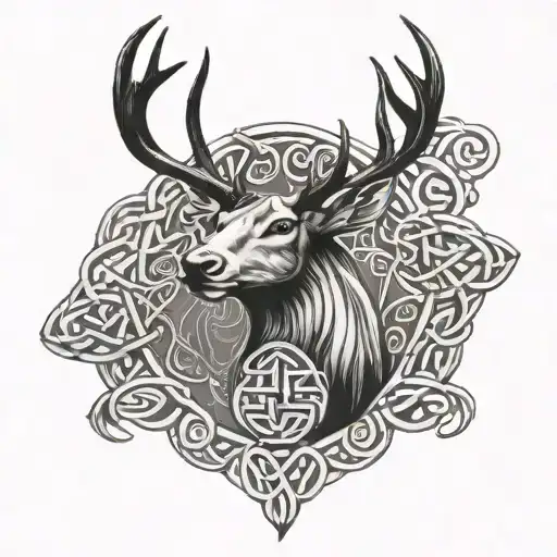 Stag And Celtic Knotwork Intertwined