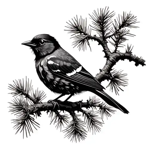 A Bird Standing In A Branch Of Pine Corn Tree Branch