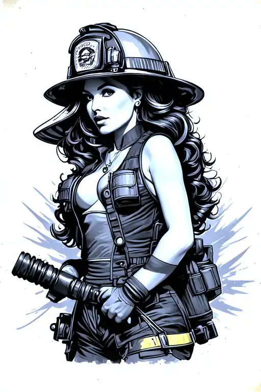 Pin Up Firefighter Girl