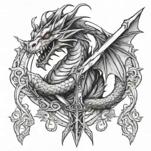 Dragon Wrapped Around A Sword