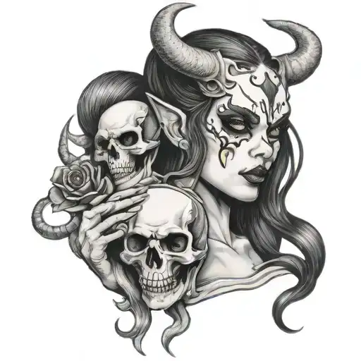 Succubus Holding A Skull