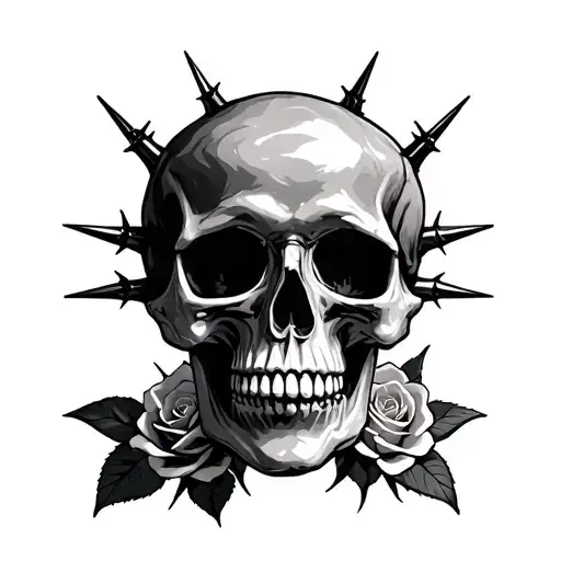 Skull And Roses With Spikes