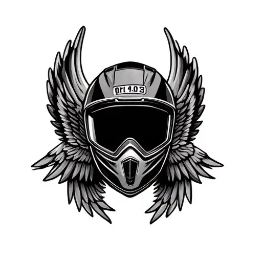 Motocross Helmet With Wings And Date