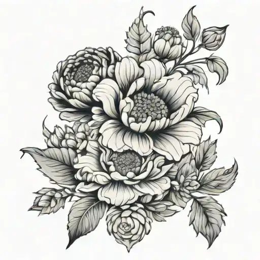 Poppy And Chrysanthemum Honeysuckle And Rose