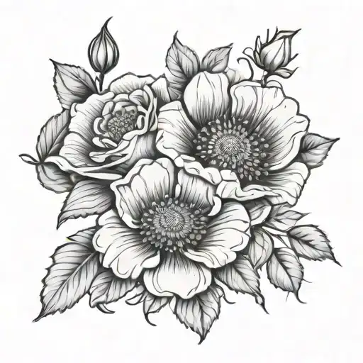 Poppy Honeysuckle And Rose Intertwined