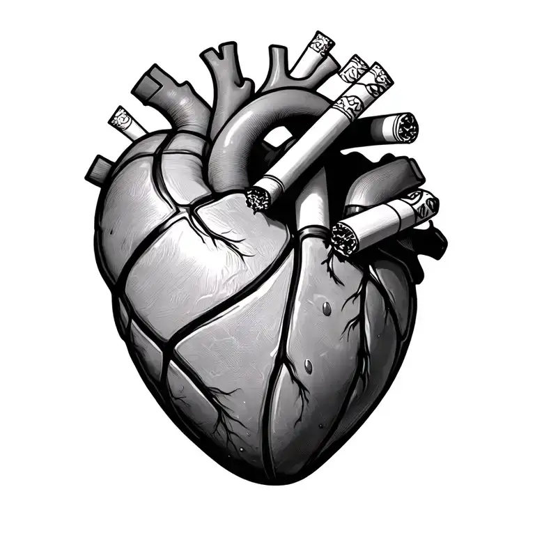 Cigarette Being Consumed In A Heart Baskrtball Beaucause The Cigarette Killed My Pasion