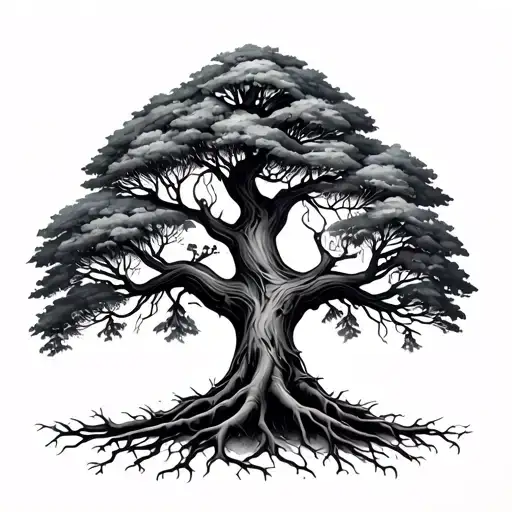Family Tree With Roots Reaching Deep