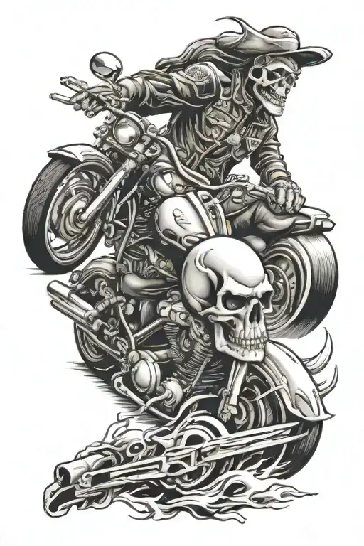 Skull And Street Glide Motorcycle Riding