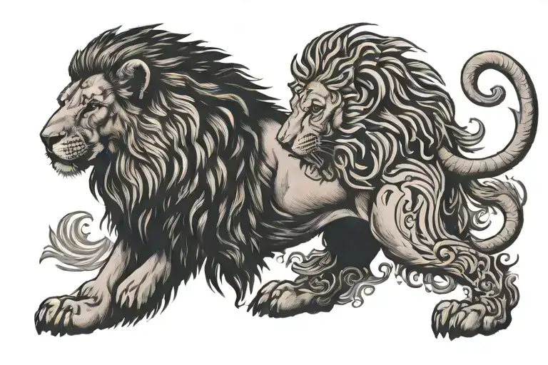 Lamb Standing With Lion