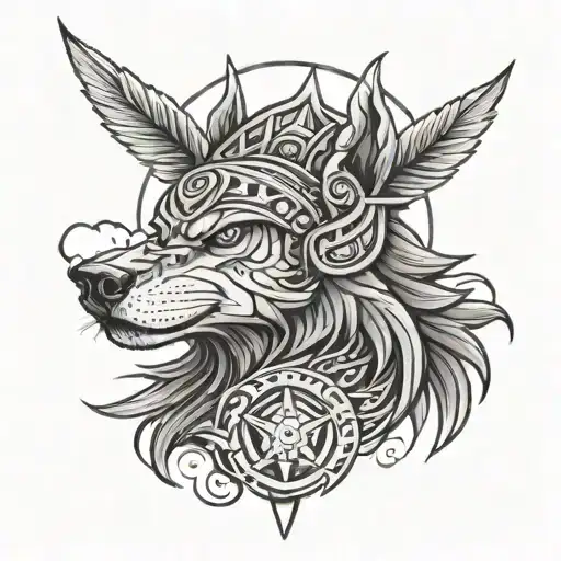 Standing Lapu Lapu Warrior Wolf 3 Stars And A Sun Wrap Around On Forearm