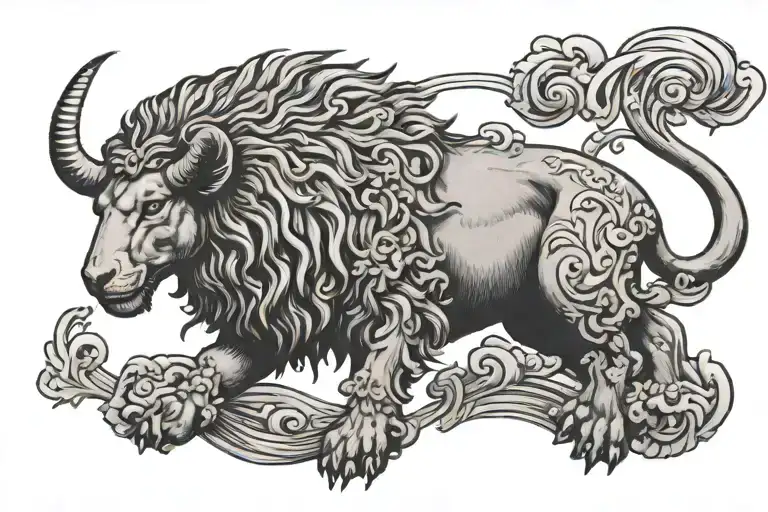 Lamb Standing With Lion Head