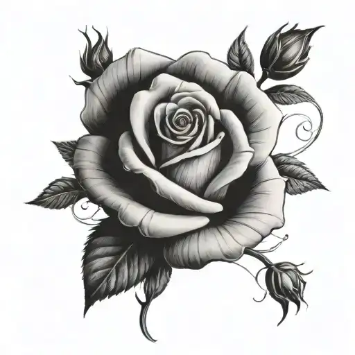 La Vie En Rose In The Stem Of A Rose Intertwined