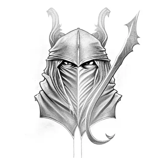 A Tattoo Of Strider From Lord Of The Rings With His Hood On