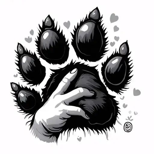 Dog Paw With Child's Hand