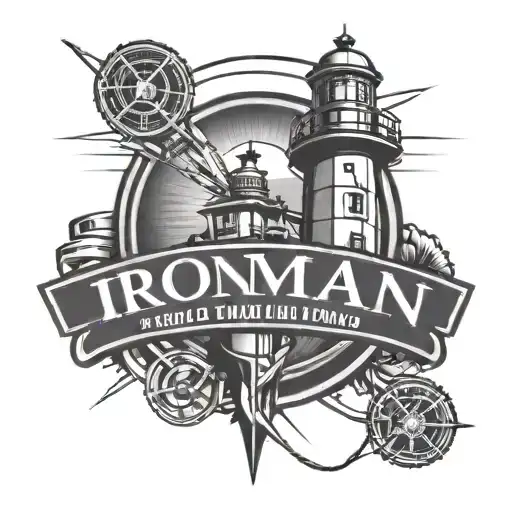 Ironman Triathlon Club Logo With A Lighthouse Shining The Logo