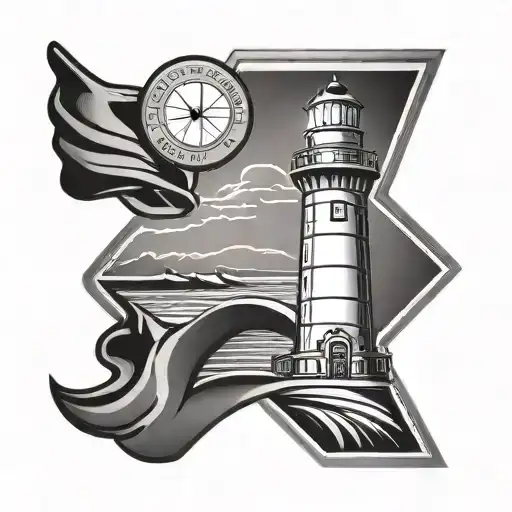 Ironman Triathlon Logo With A Lighthouse Shining The Logo