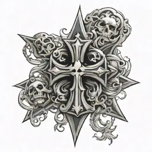 Gothic Cross And Skulls