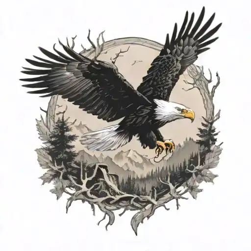 Eagle Head And Woods Scene Inside