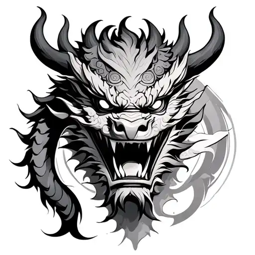 Oni Mask And Dragon