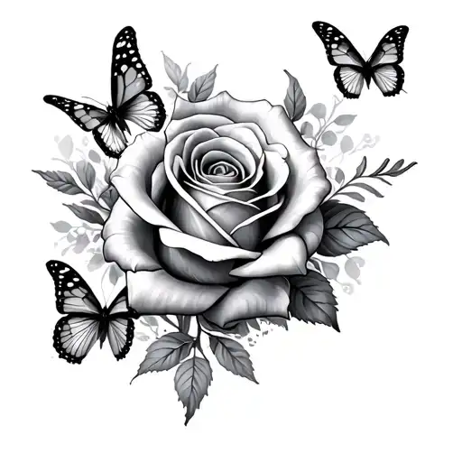 Rose And Butterflies