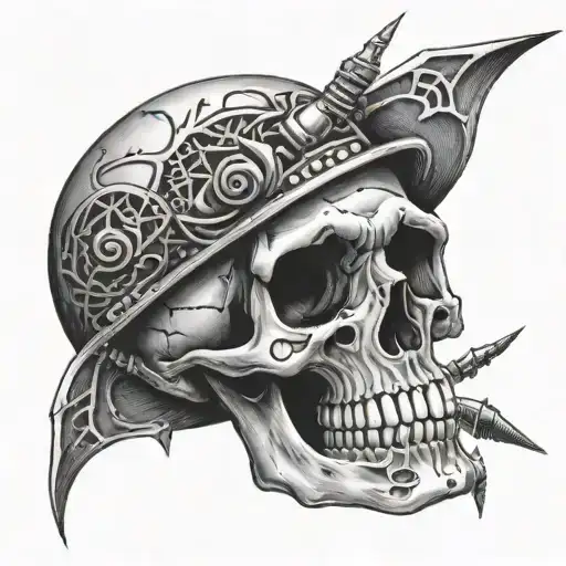 Skull With Nails In It's Eyes Staring