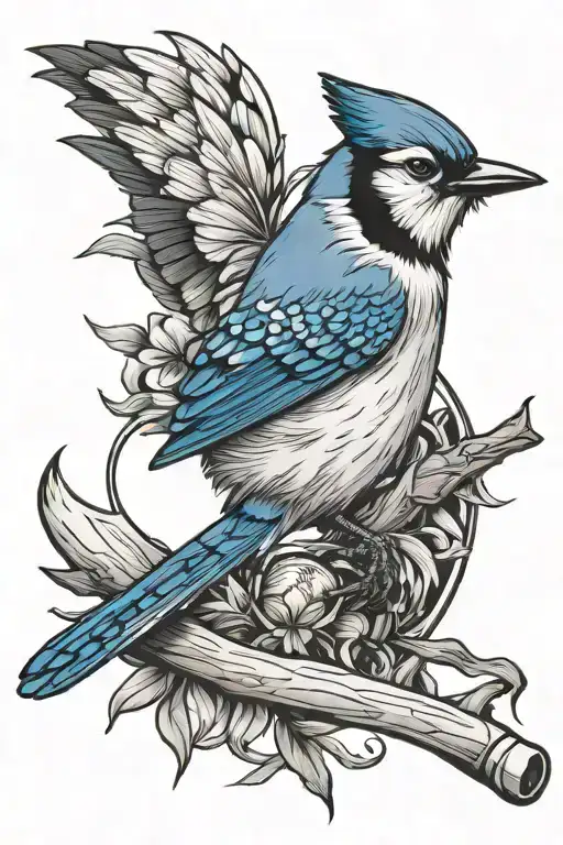 Blue Jay Charging With Baseball Bat
