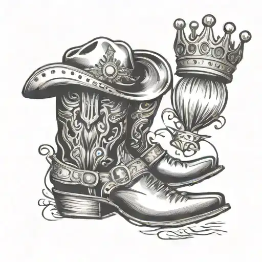 Cowboy Boots And Crown Hanging