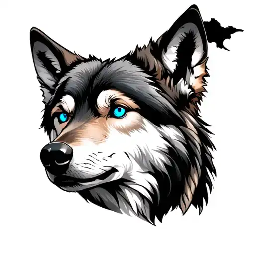Wolf With Blue Eyes