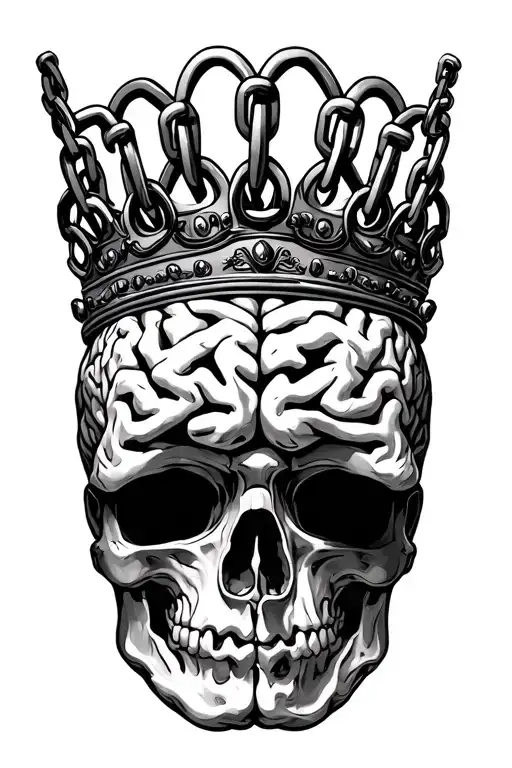 Brain Behind Chain With Crown