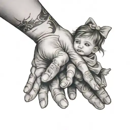 Dad Holdin 2 Girl Hands