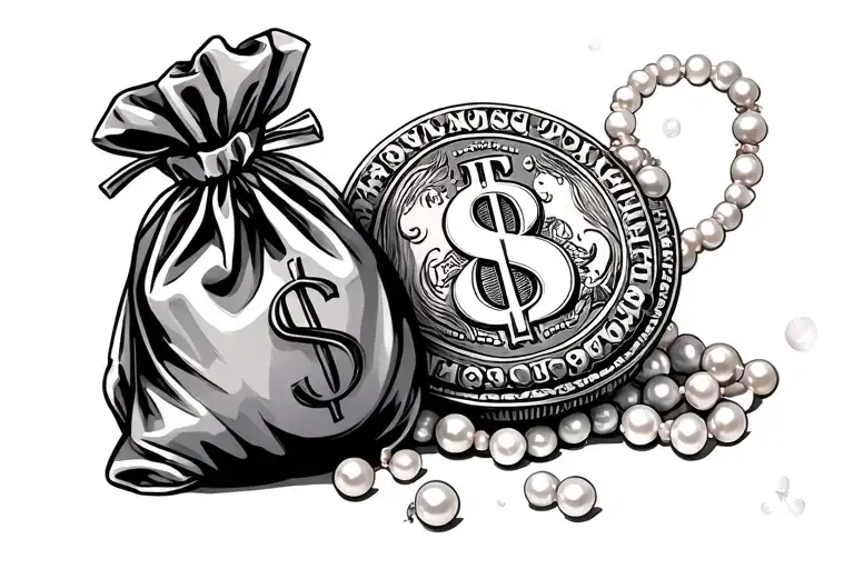 Money Bag W M Surrounded By Pearls