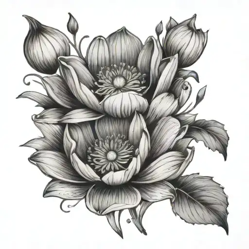 Poppy Flower And Water Lily Flower