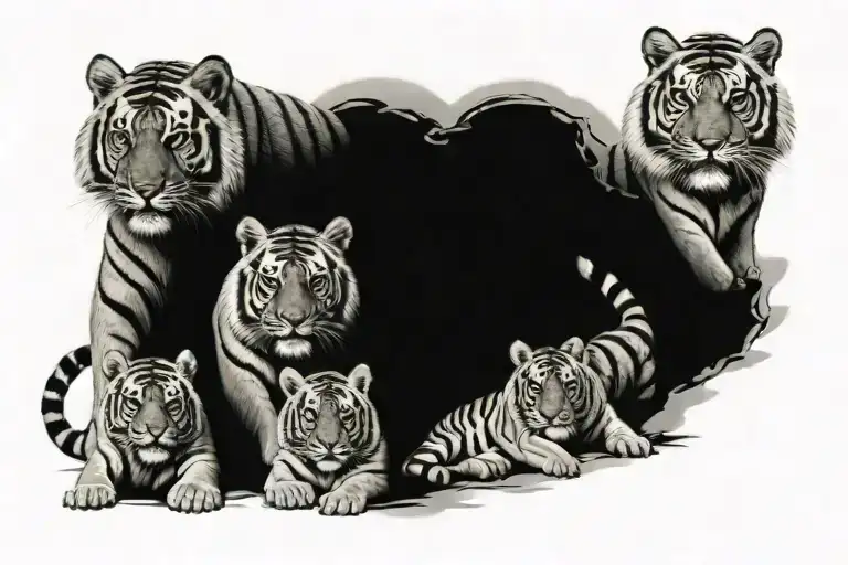 Tiger And Cubs