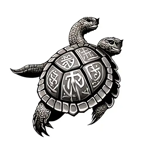 Turtle With Viking Runes On It