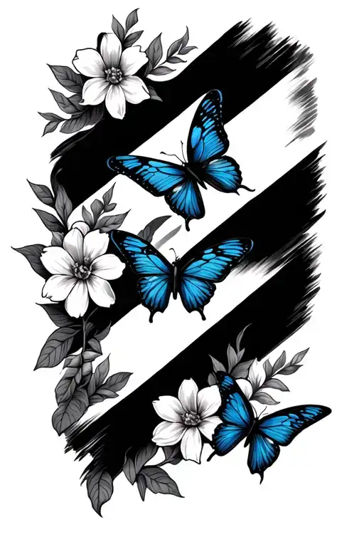Dominican Flag With Flowers And Butterflies Flying
