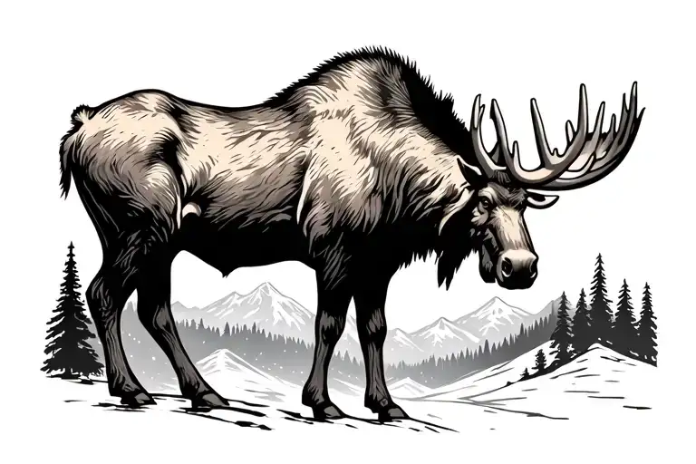 Moose Made From Mountain Range