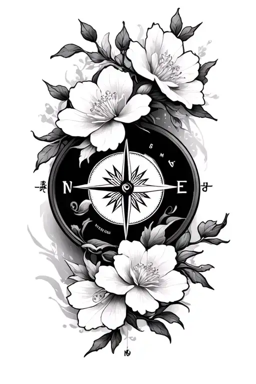 Chinese Blossom With Compass