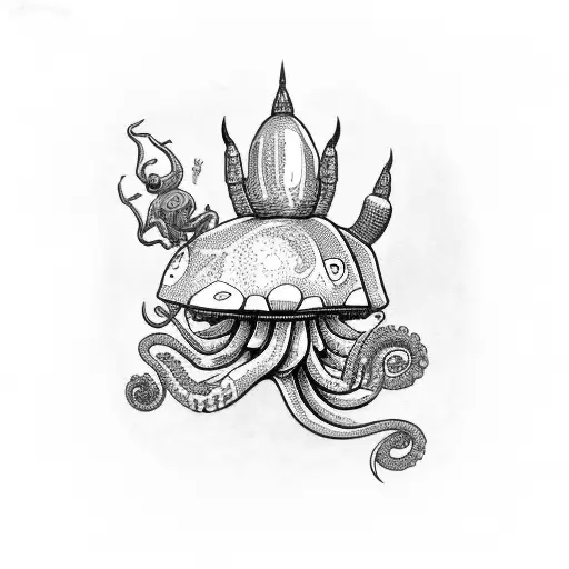 Space Mushroom Tattoo Octopus