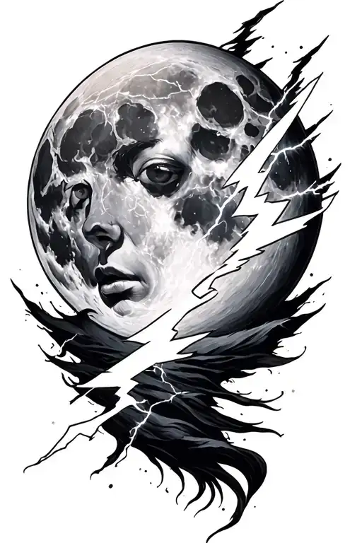Moon And Lightning Bolt