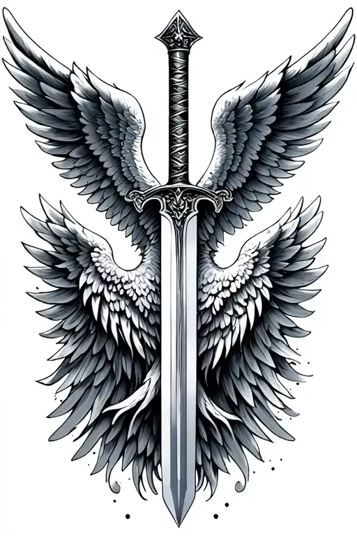 Two Angel Wings And In The Middle A Sword