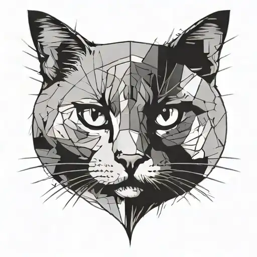 Cat Face Divided In The Middle