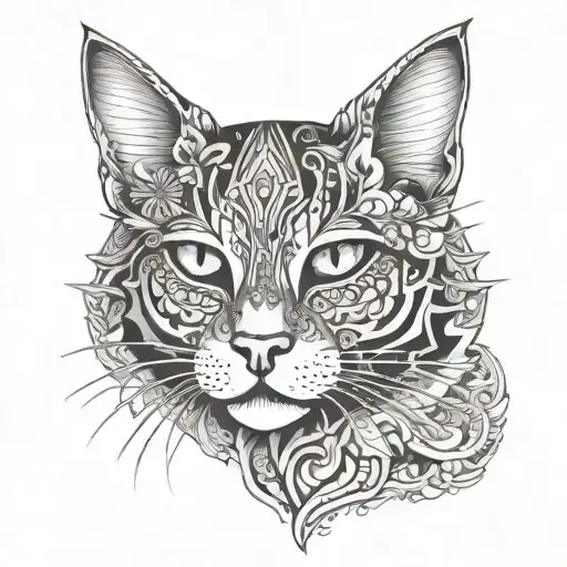 Cat Face Mandala Design Incorporating Elements
