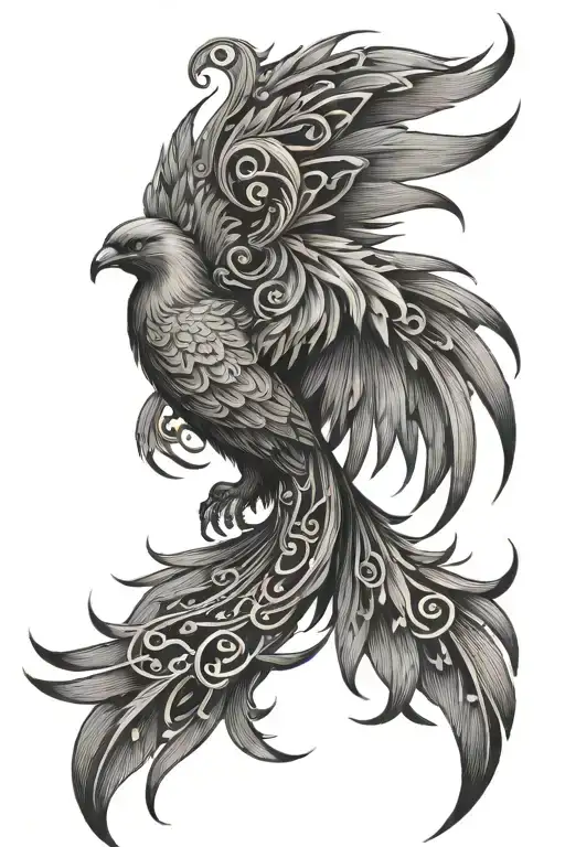 Phoenix With Music Notes Forming The Shape