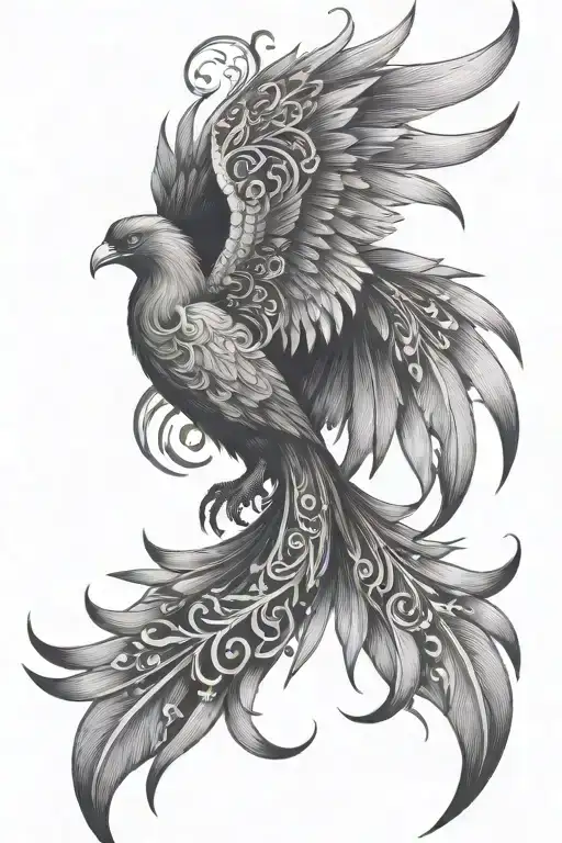 Phoenix With Music Notes Forming The Shape