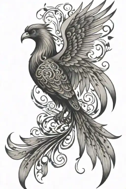 Phoenix With Music Notes Forming The Shape