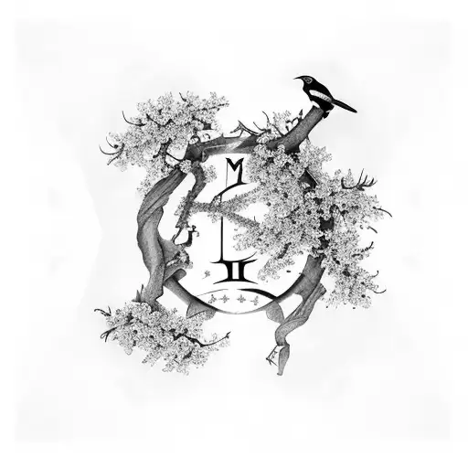Magpies & Roman Numerals & Washington Dc & Cherry Blossoms & Sleeve