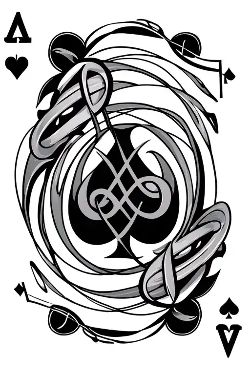 Gambling Card Featuring Musical Notes Intertwined