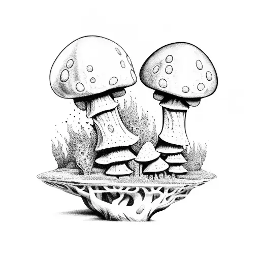 Trippy Mushrooms Growing Up A Tree